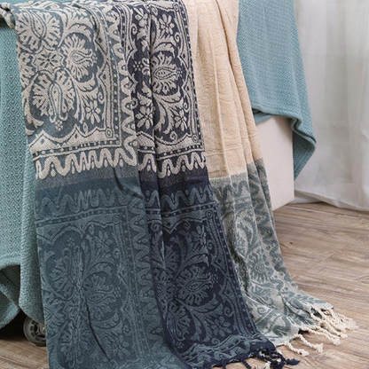 BohoCozy | Floral Tassel Knit Bohemian Blanket