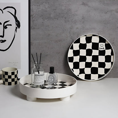 CheckerMate | Round Checkerboard Storage Tray