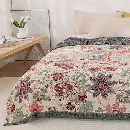 BlossomWeave | Flora Tassel Throw Blanket