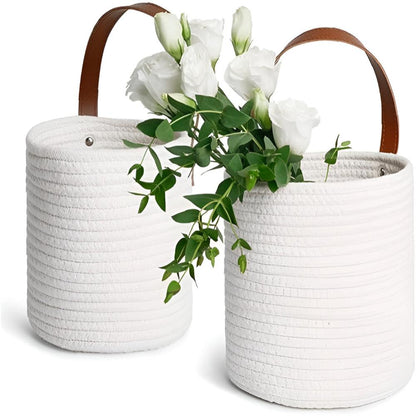 CozyNest | Woven Cotton Rope Hanging Basket 2pc Set