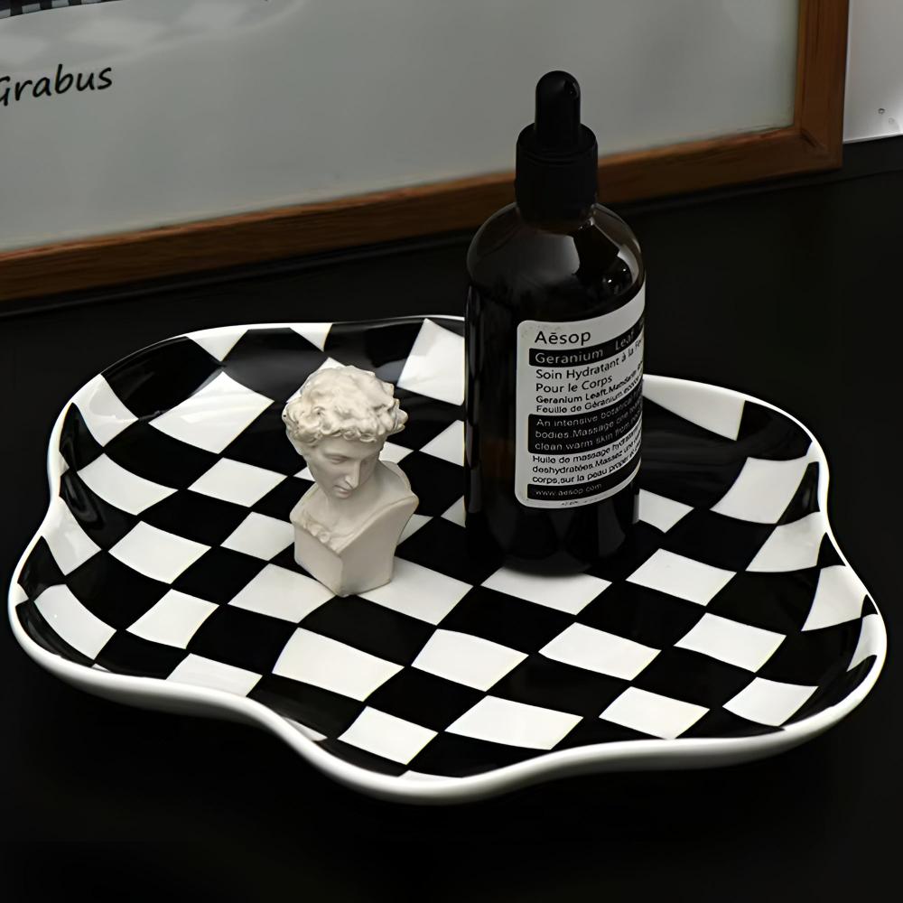 CheckeredCharm | Classic Checkered Ceramic Plate