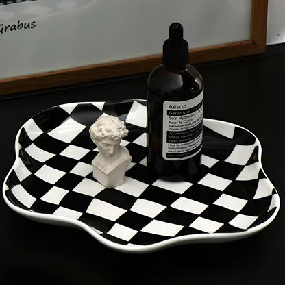 CheckeredCharm | Classic Checkered Ceramic Plate
