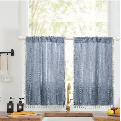 BohoHome | Boho Cotton Linen Kitchen Curtains