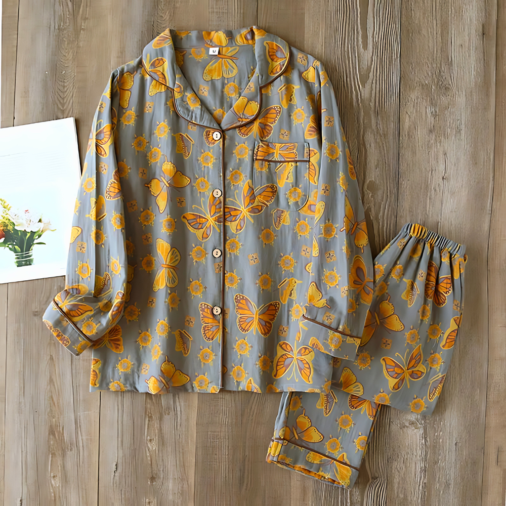 ButterflyDreams | 2-Piece Cotton Loungewear Set with Butterfly Print