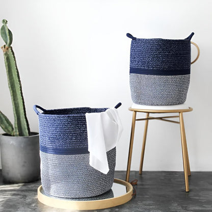BlueNest | Blue Cotton Rope Laundry Basket