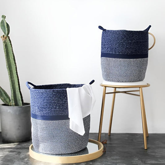 BlueNest | Blue Cotton Rope Laundry Basket