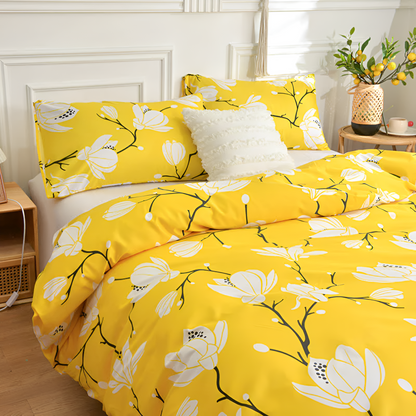 YellowBlossom | 3pcs Floral Duvet Cover Set