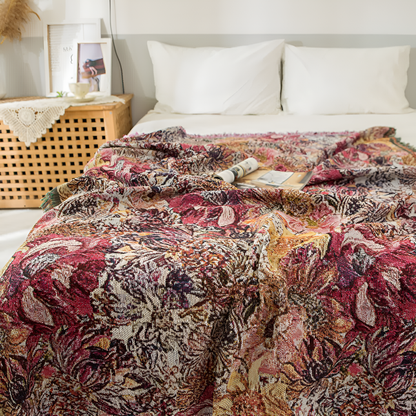 CozyBloom | Vintage Floral Tassel Throw Blanket