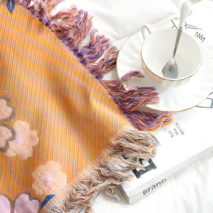 BloomingCo | Floral Tassel Throw Blanket
