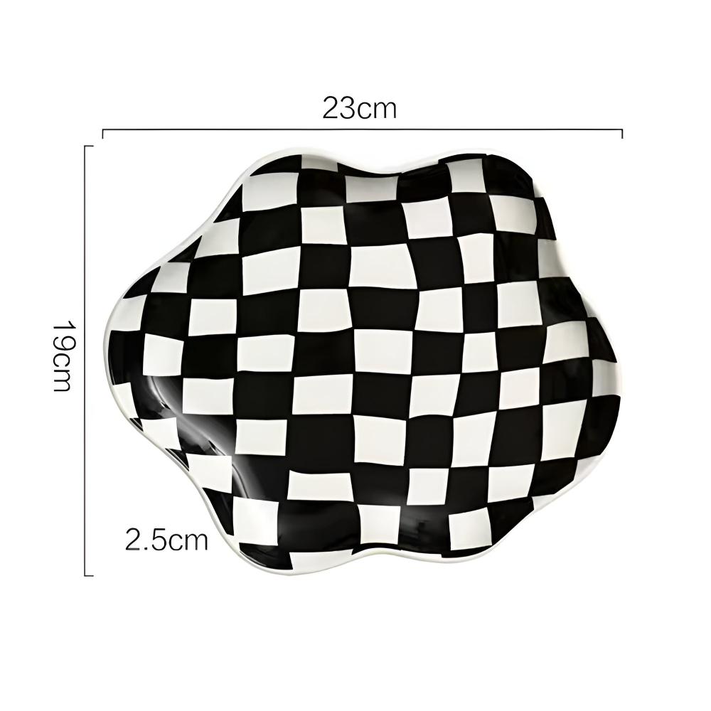 CheckeredCharm | Classic Checkered Ceramic Plate