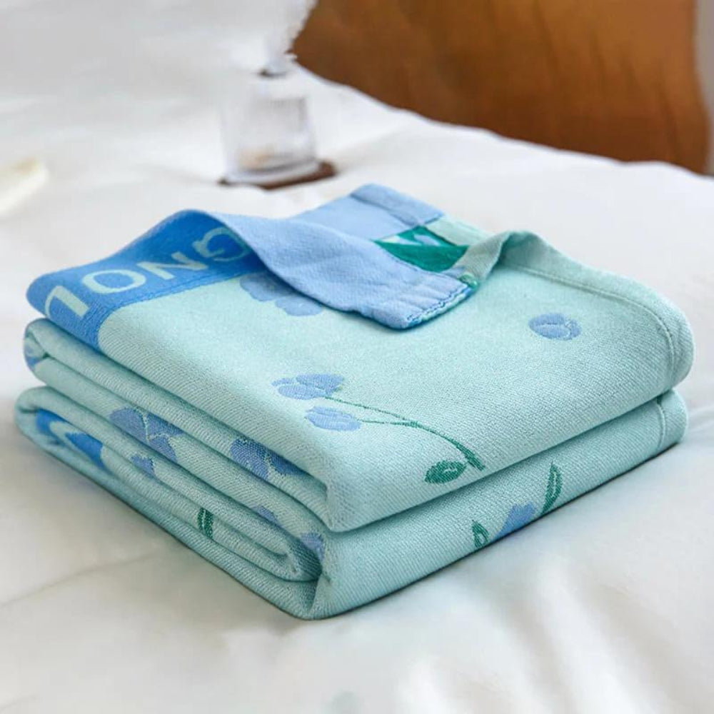 BlueBreeze | Floral Bamboo Fiber Cooling Blanket