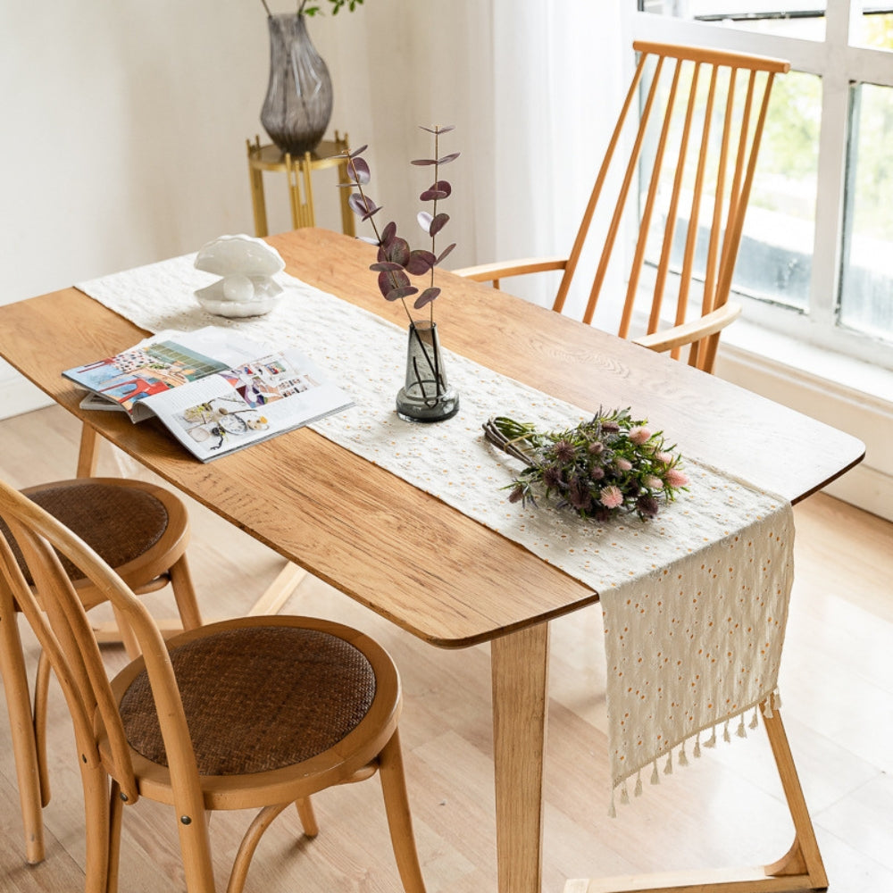 BohoHome | Playful Daisy Embroidered Boho Table Runner