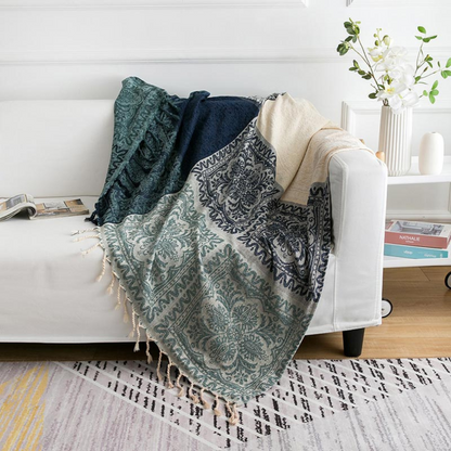 BohoCozy | Floral Tassel Knit Bohemian Blanket