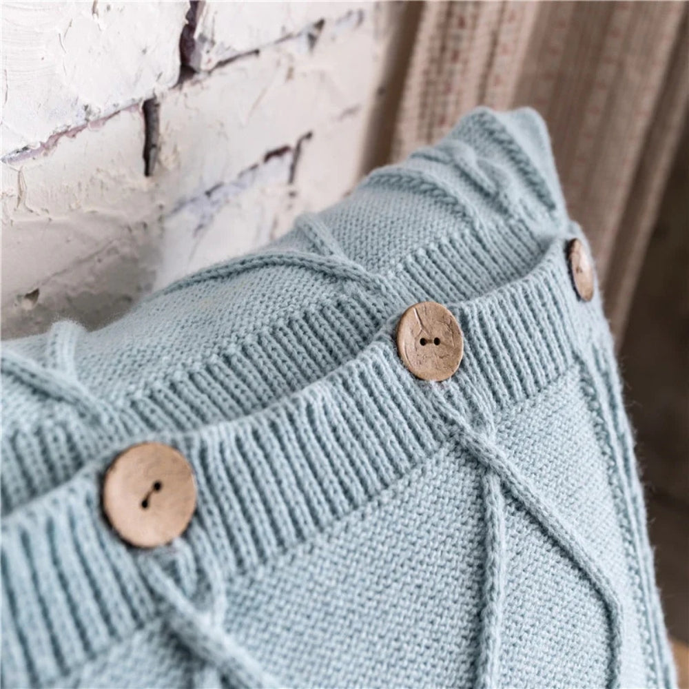 CozyNest | Button Closure Knit Cushion Cover