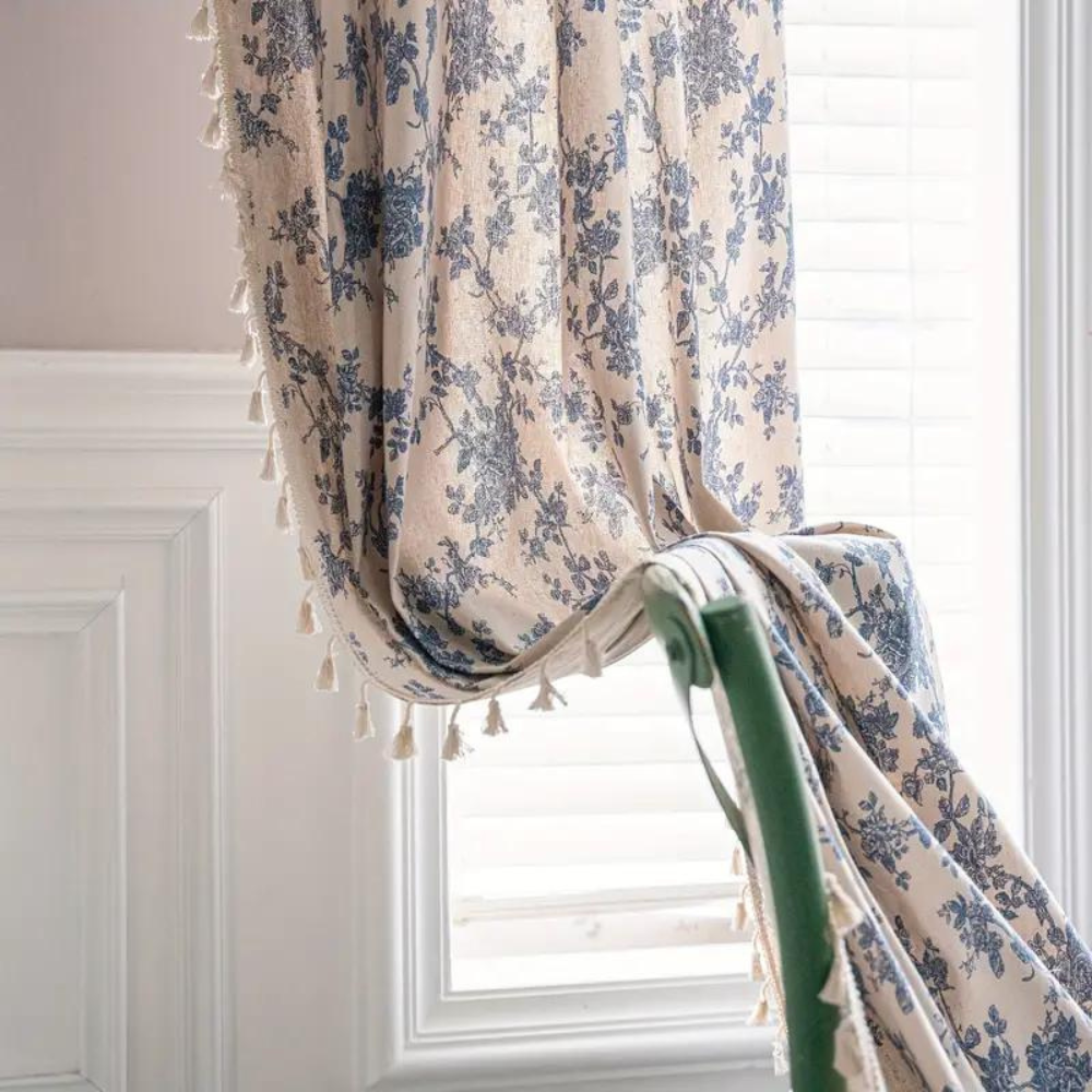 BlueBloom | Blue Rose Floral Home Curtain Drapes