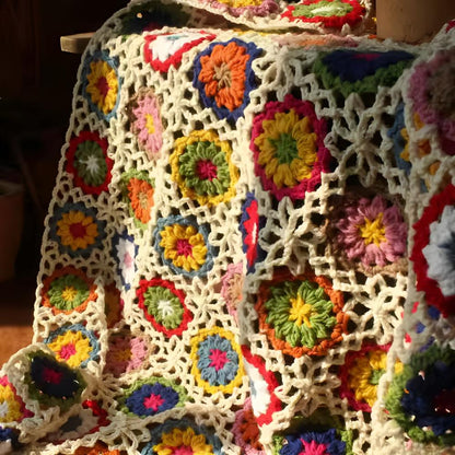 BloomingCraft | Crochet Flower Blanket For Home Decor