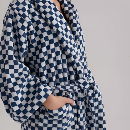 Cloud Weave | Checkerboard Pattern Bathrobe