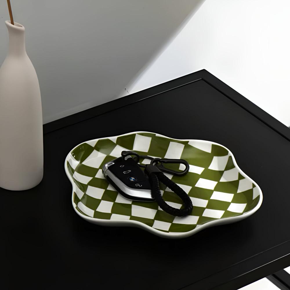 CheckeredCharm | Classic Checkered Ceramic Plate