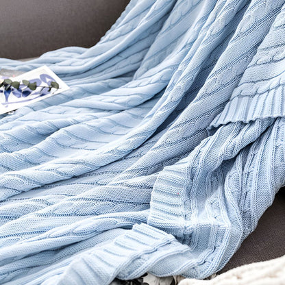 CozyWeave | Braid Knitted Cotton Throw Blanket