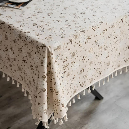 Dandelion | Beige Tassel Tablecloth For Dining Table Decor