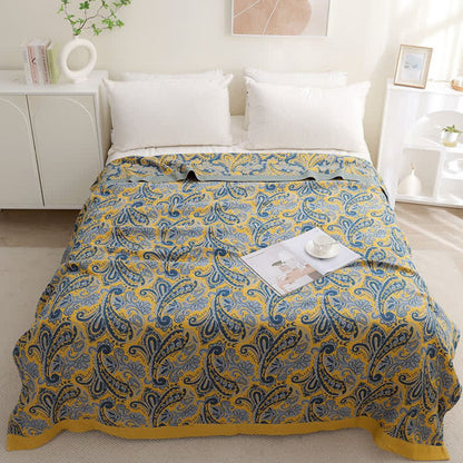 AzureHome | Golden Retro Cotton Blanket