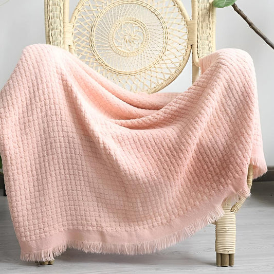 CozyNest | Waffle Weave Cotton Knitted Tassel Blanket