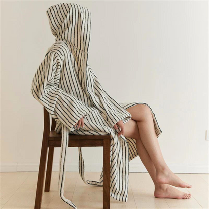 CozyWear | Striped Cotton Bathrobe For Comfort