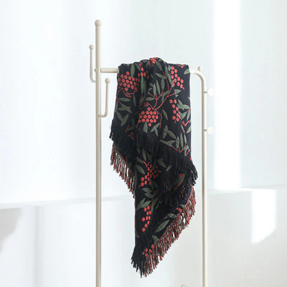BegoniaCozy | Vibrant Begonia Fruit Tassel Blanket