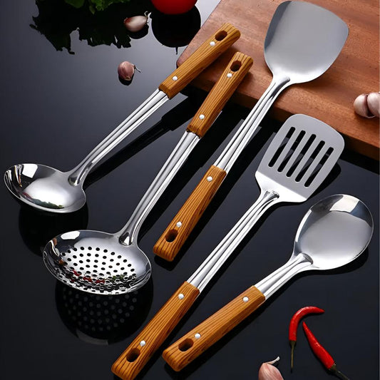WoodGrip | Steel Kitchen Utensil Set 5-Piece