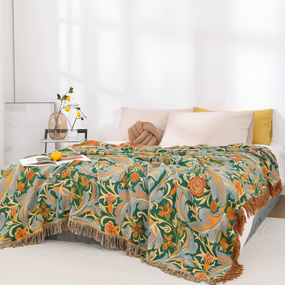 BlossomWeave | Vintage Floral Tapestry Throw Blanket