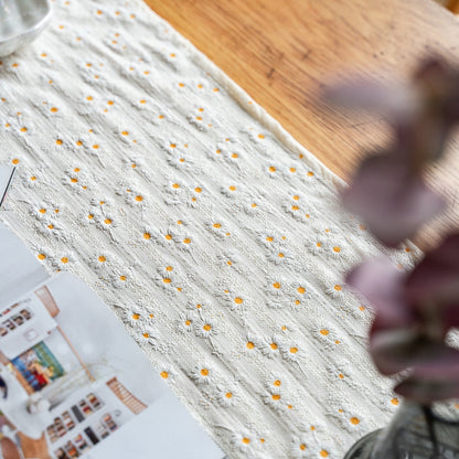 BohoHome | Playful Daisy Embroidered Boho Table Runner