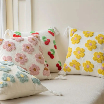 BohoNest | Tassel-Trimmed Floral Cushions