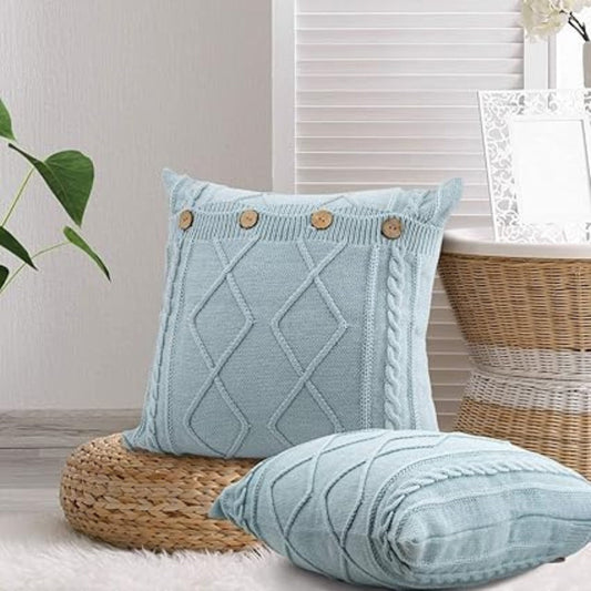 CozyNest | Button Closure Knit Cushion Cover