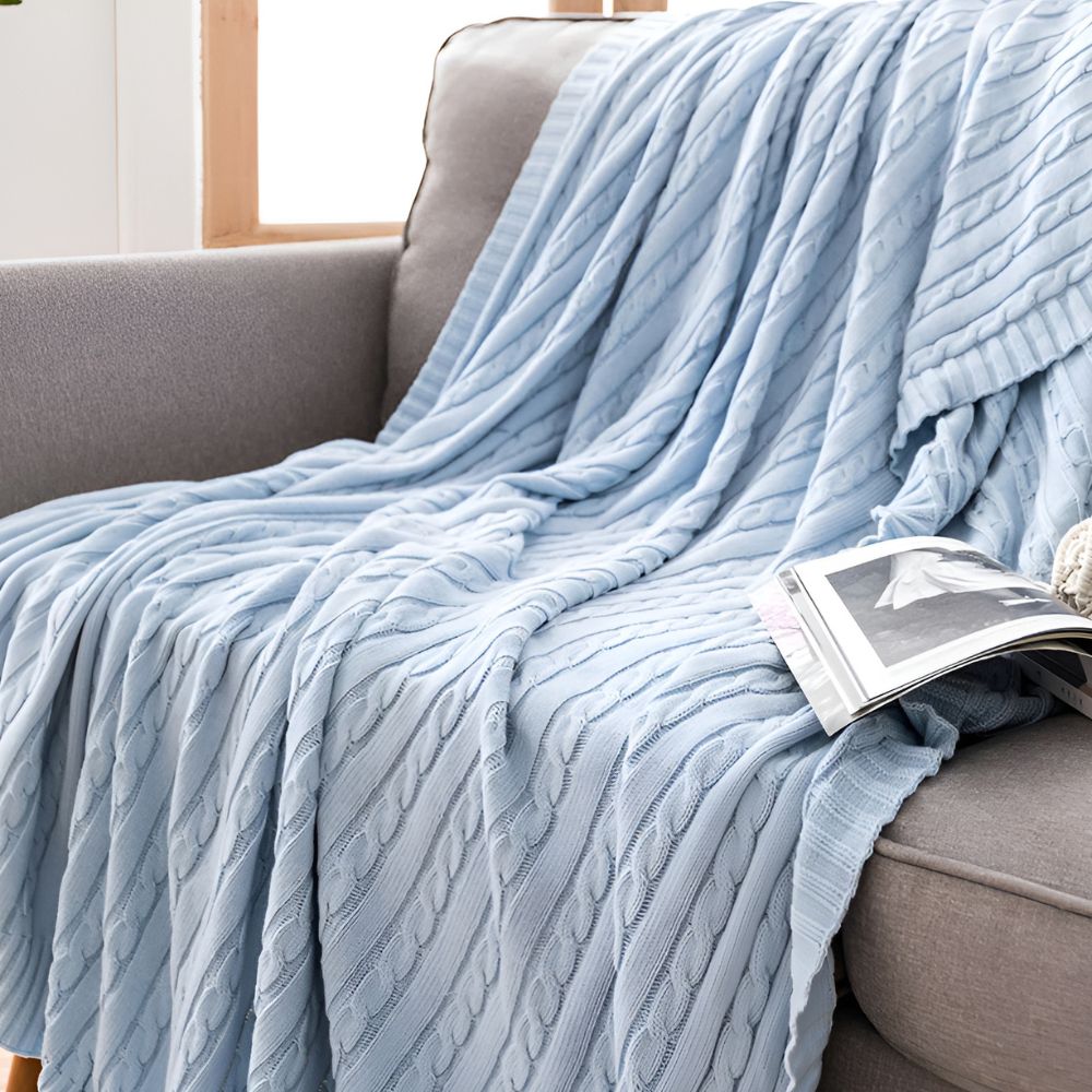 CozyWeave | Braid Knitted Cotton Throw Blanket