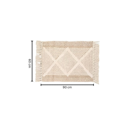 CozyHome | Beige Textured Fringe Tassel Rug
