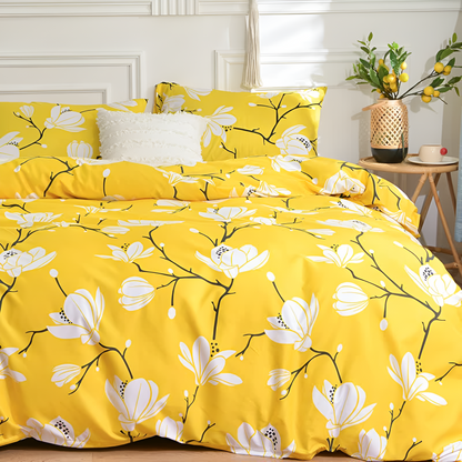 YellowBlossom | 3pcs Floral Duvet Cover Set