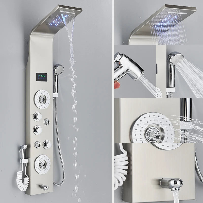 Aquanova | Bathroom Shower Panel - LED Waterfall & Temperature Control