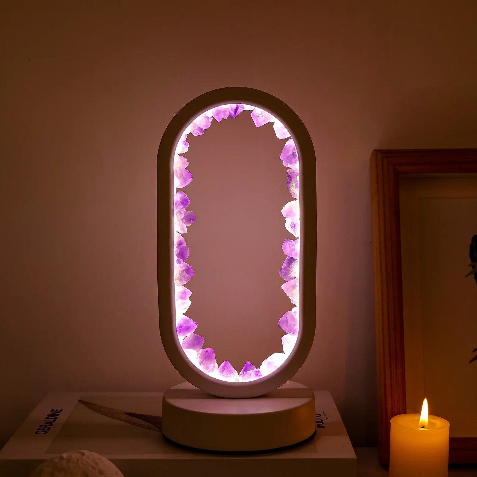 AuraStone | Natural Amethyst Calming Table Lamp