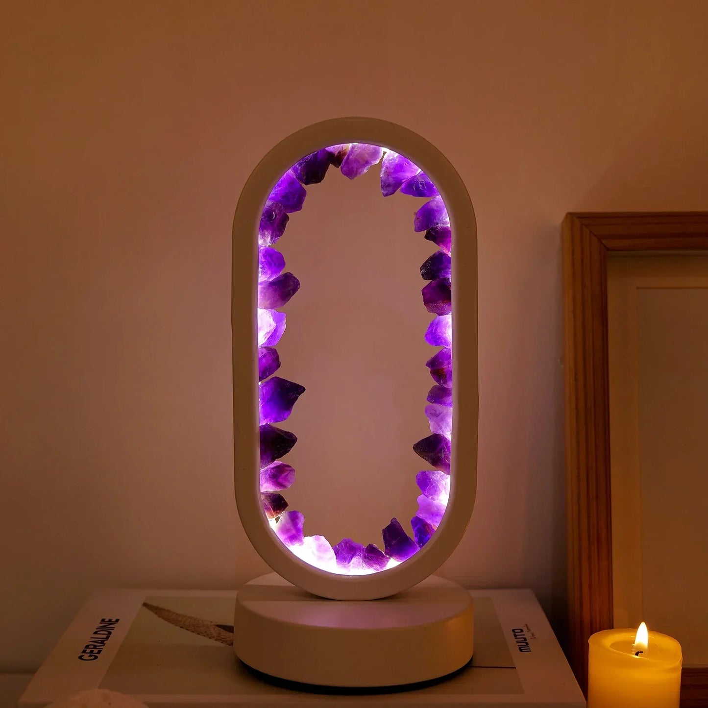 AuraStone | Natural Amethyst Calming Table Lamp