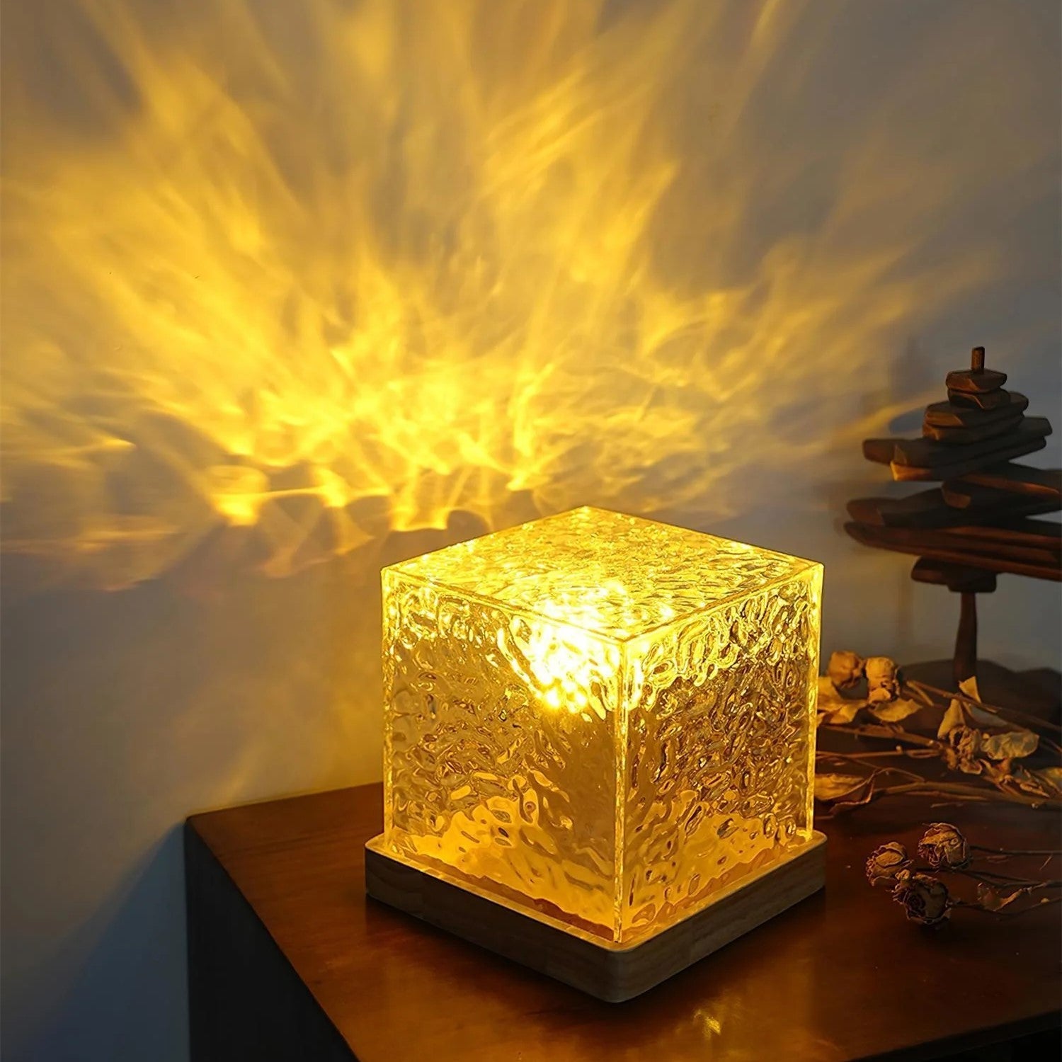 Aurora Borealis Led Night Light - Dynamic Rubik's Cube Table Lamp