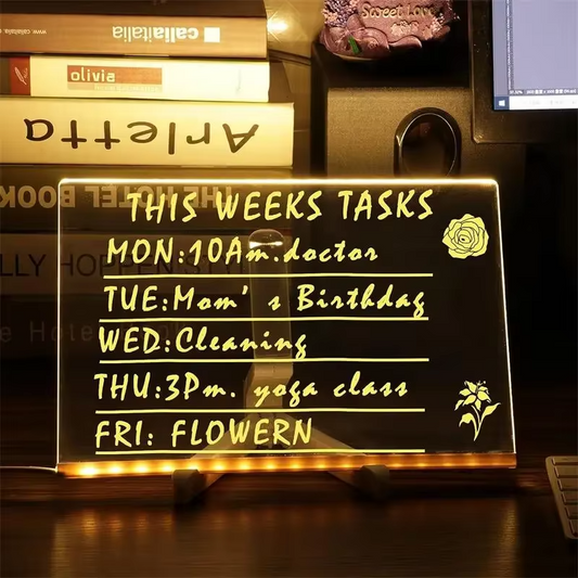 Colourful LED Message Board | USB-Powered Erasable Drawing & Note Light