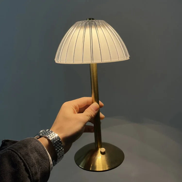 CrystalGlow | Elegant Cordless Metal Table Lamp