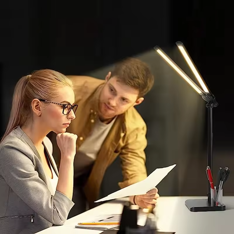 Dual-Head Desk Lamp | Dimmable Touch Control Reading Light