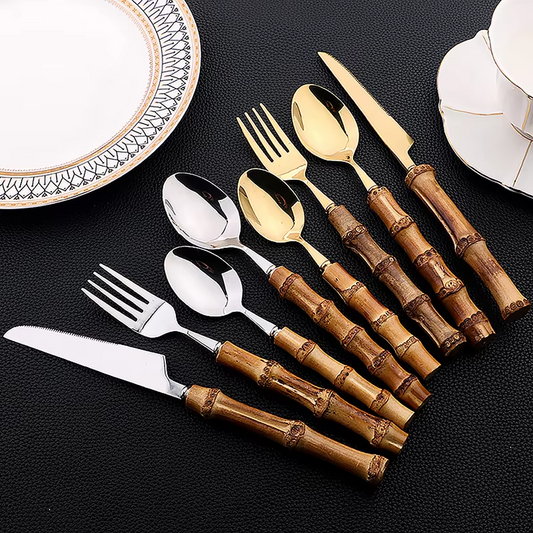EcoStyle - Natural Bamboo Handle Cutlery Set For Elegant Dining