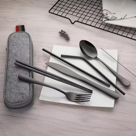 EcoTraveler Stainless Steel Portable Cutlery Set With Carrying Case