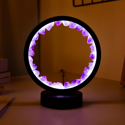LED Crystal Table Lamp | Natural Amethyst Gemstone Home Decor Light
