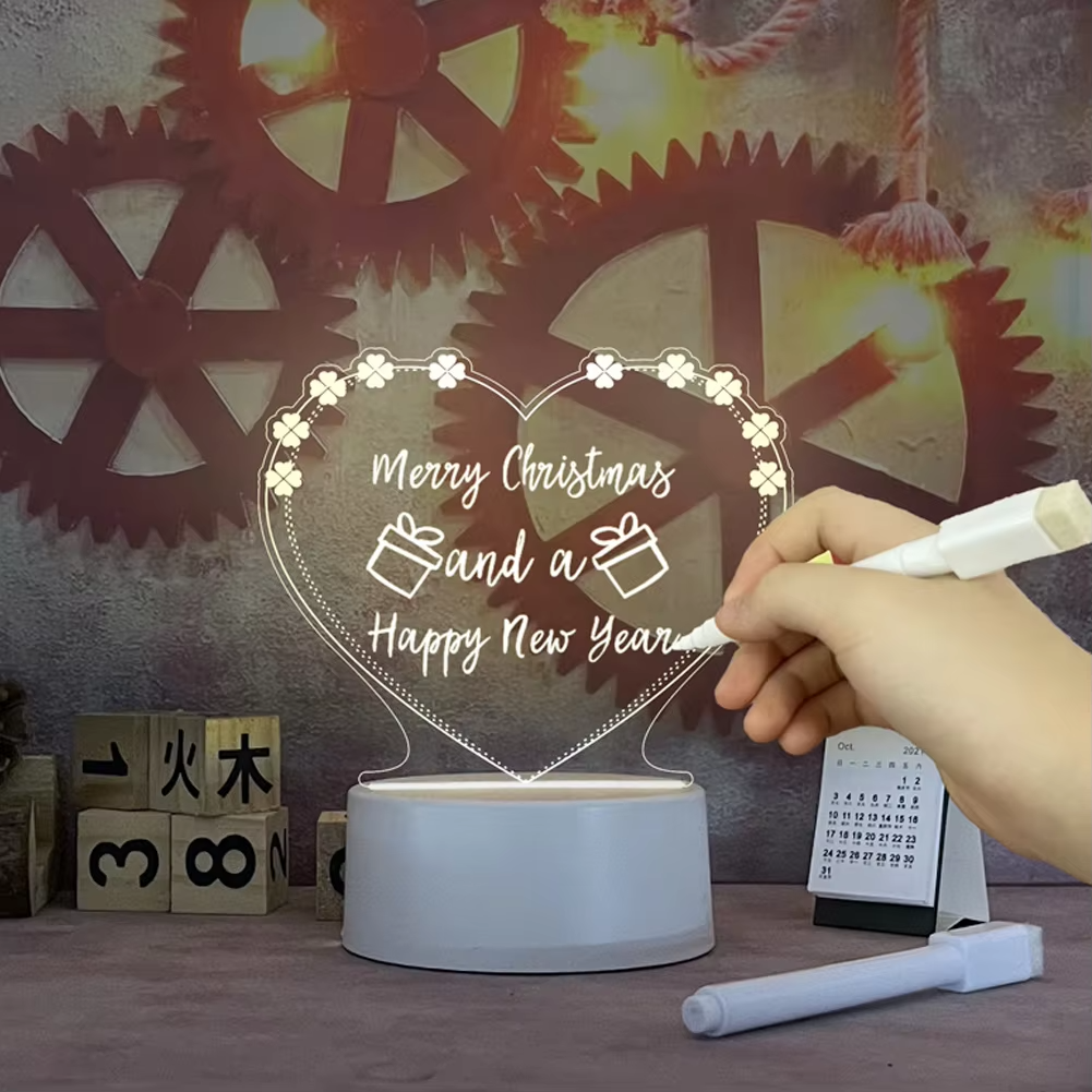 LED Message Board Table Lamp | Rewritable Note & Calendar Night Light