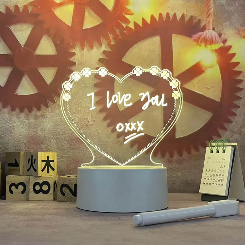 LED Message Board Table Lamp | Rewritable Note & Calendar Night Light