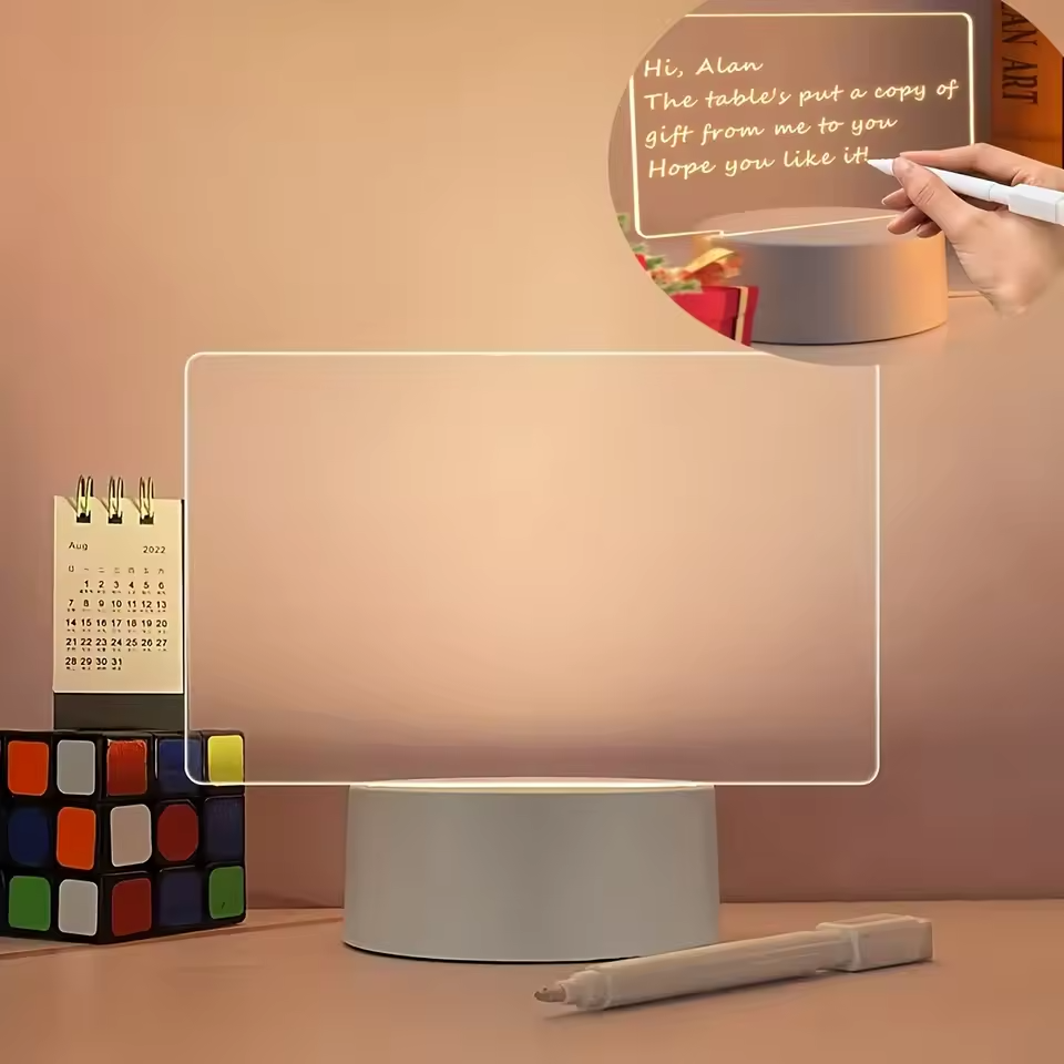 LED Message Board Table Lamp | Rewritable Note & Calendar Night Light