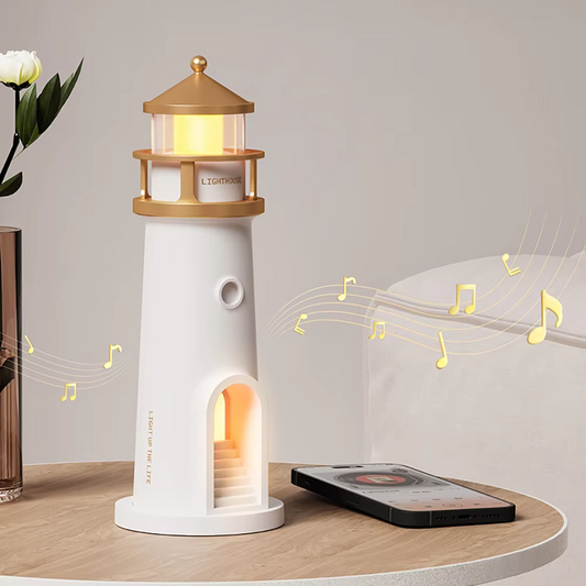 Lighthouse Table Lamp - Moon Projection Light & Bluetooth Speaker